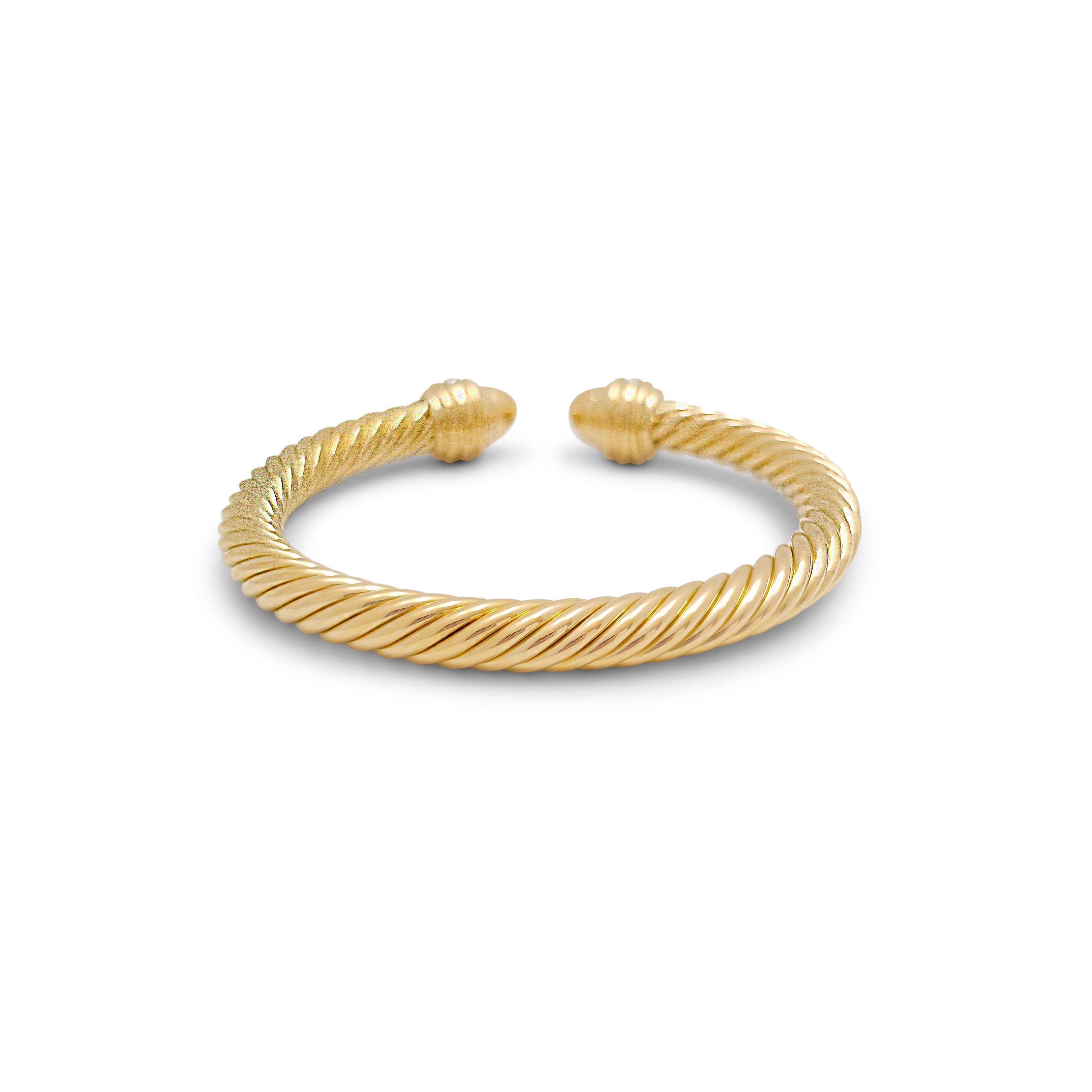 Round Cut David Yurman 'Cable Classics' Yellow Gold and Diamond Bracelet