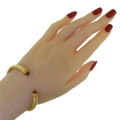 David Yurman Cable Classics Yellow Gold Citrine Diamond Cuff