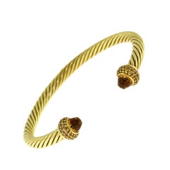 David Yurman Cable Classics Yellow Gold Citrine Diamond Cuff