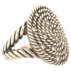 David Yurman Cable Coil Oval Ring Sterling Silver with Diamonds