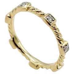 David Yurman Cable Collectibles 18 Karat Yellow Gold & Diamonds Band Stack Ring