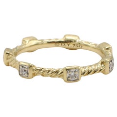 David Yurman Cable Collectibles 18 Karat Yellow Gold & Diamonds Band Stack Ring 