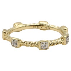 David Yurman Cable Collectibles 18 Karat Yellow Gold & Diamonds Band Stack Ring