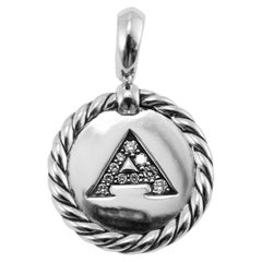 David Yurman Cable Collectibles 925 Silver Diamond “A” Initial Charm Pendant