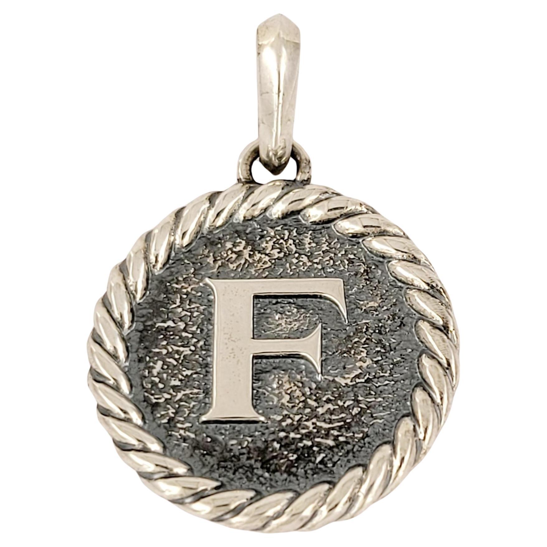 DAVID YURMAN Cable Collectibles F Initial Charm Pendant Enhancer Sterling Silver