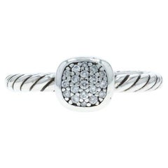 David Yurman Cable Collectibles Stackable Cushion Diamond Ring 925 Rd .12ctw