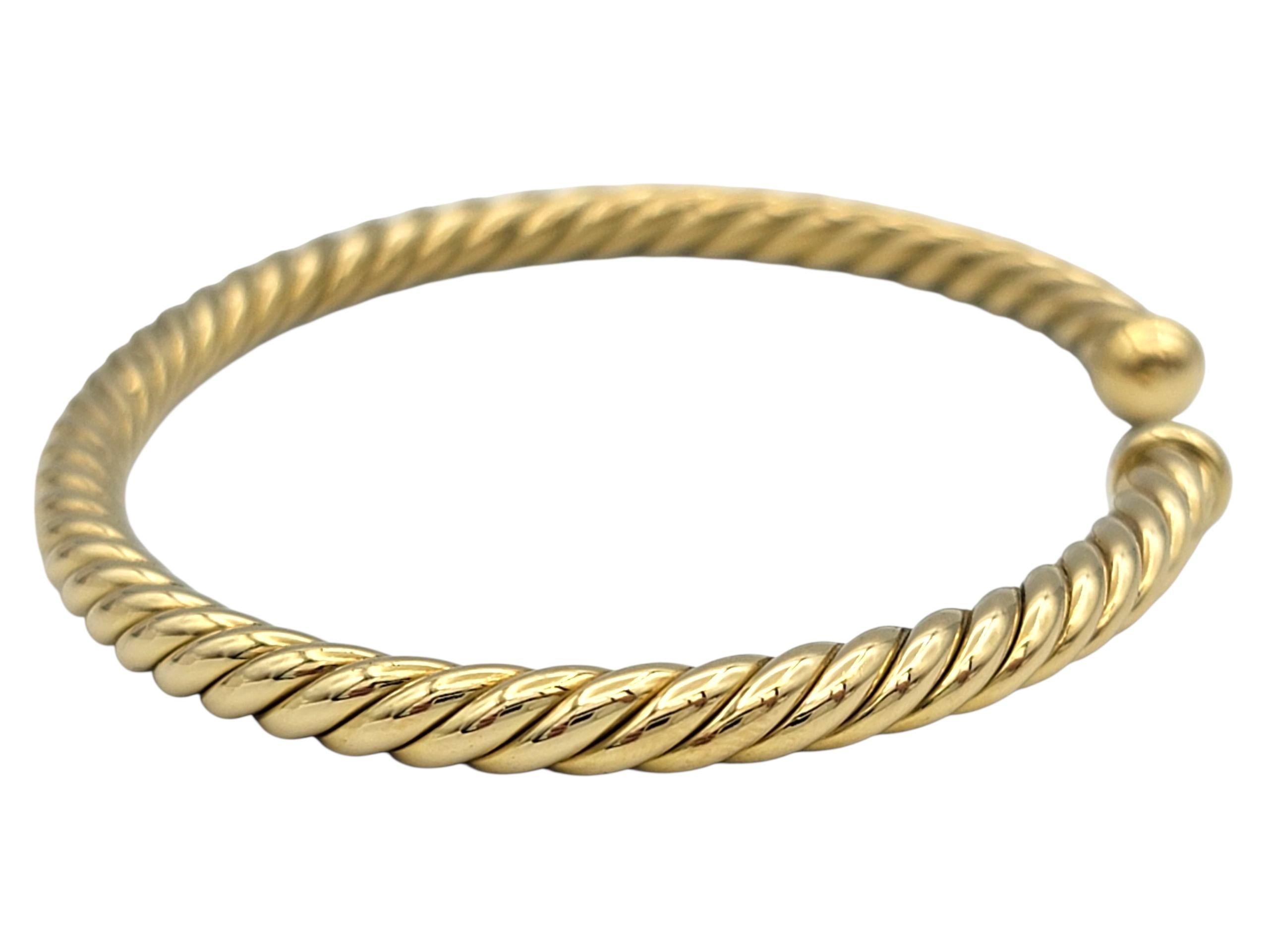Contemporaneo David Yurman Bracciale Flex Cable Collection Bracciale in oro giallo 18 carati lucido in vendita