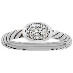 David Yurman cable collection pave diamond sterling silver ring 