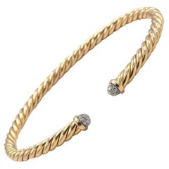 David Yurman Cable Collection Spira Diamond 18k Rose Gold Bracelet