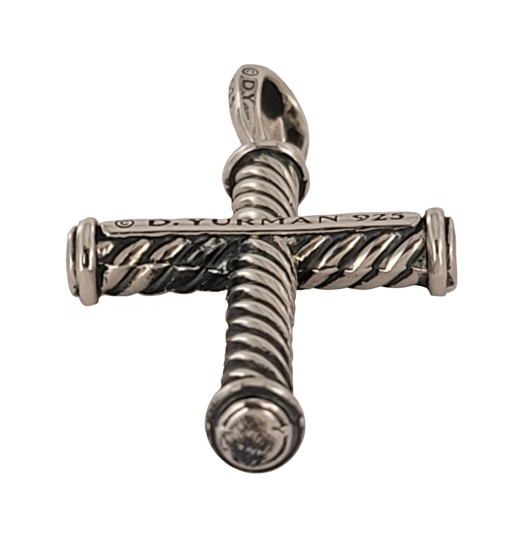 David Yurman - Ciondolo a forma di croce con cavo - A. Silver In condizioni Nuovo in vendita a New York, NY