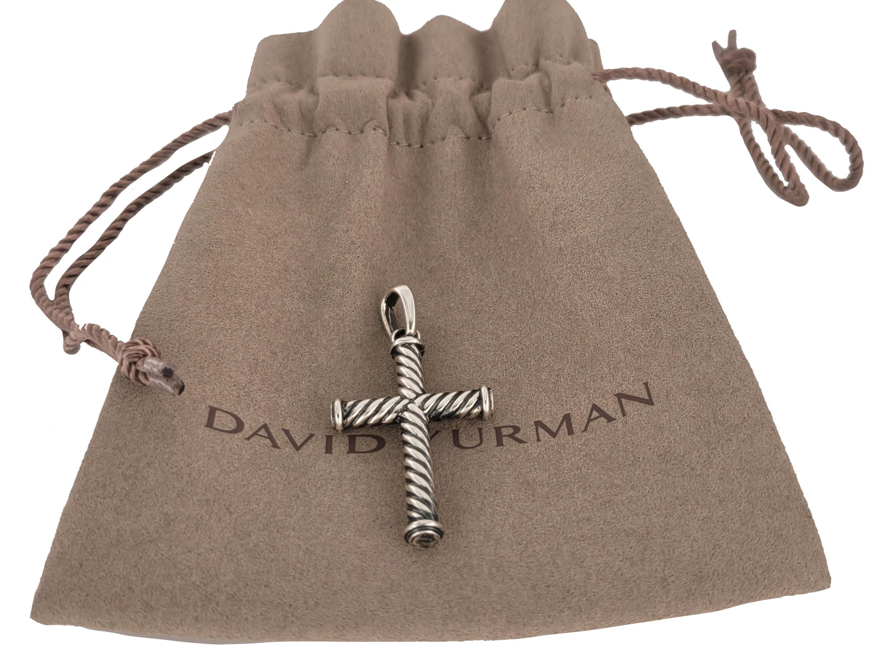 Uomo David Yurman - Ciondolo a forma di croce con cavo - A. Silver in vendita