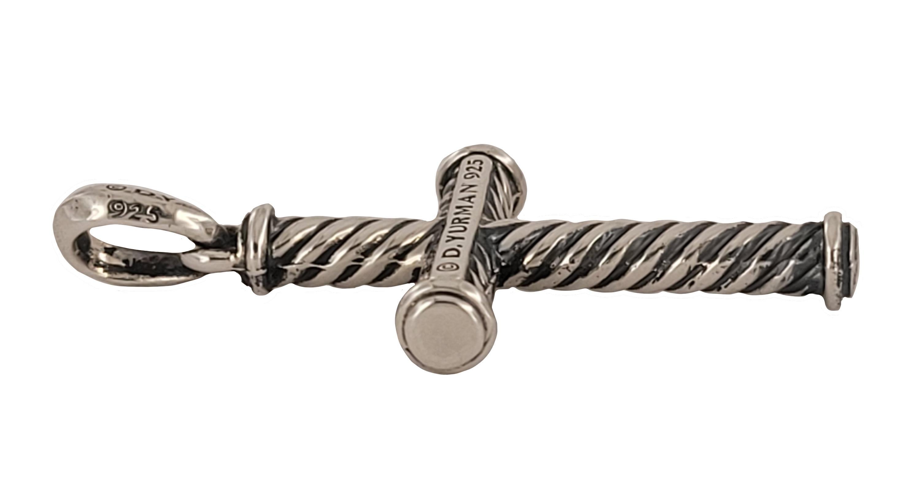 David Yurman - Ciondolo a forma di croce con cavo - A. Silver in vendita 1