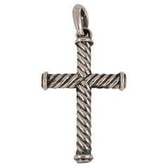 David Yurman Pendentif croix câble en argent sterling