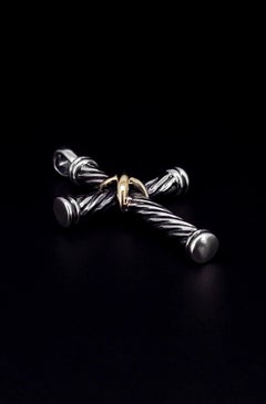 David Yurman Cable Cross Pendant Sterling Silver with 18K Yellow Gold