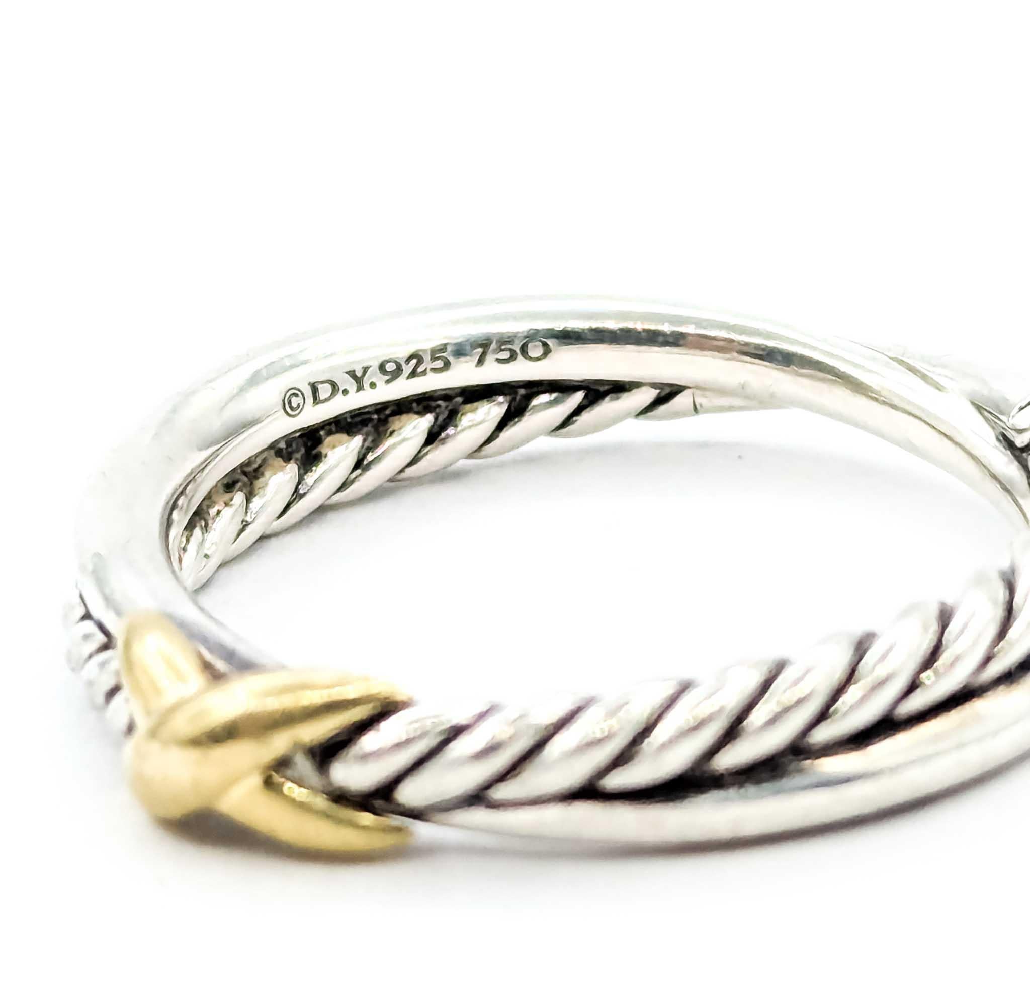 David Yurman Anello incrociato con cavo in argento sterling e oro giallo 18 carati in vendita 5