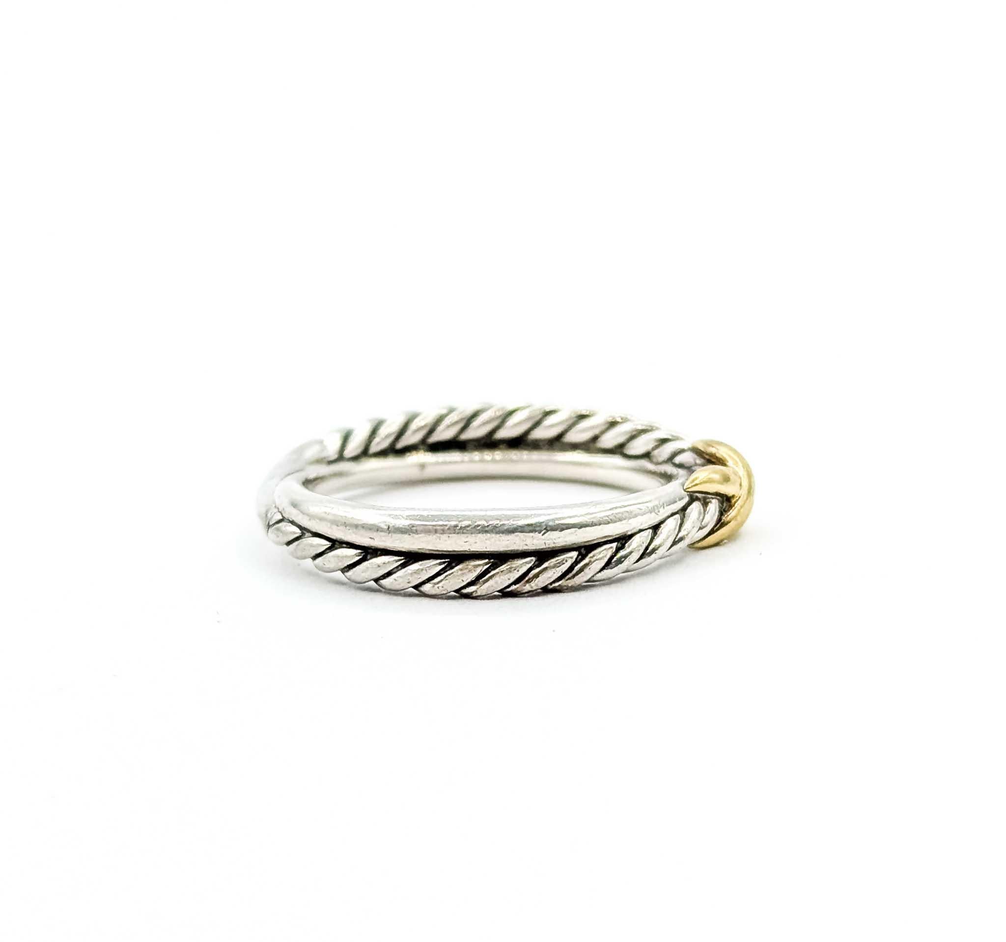 David Yurman Anello incrociato con cavo in argento sterling e oro giallo 18 carati in vendita 2