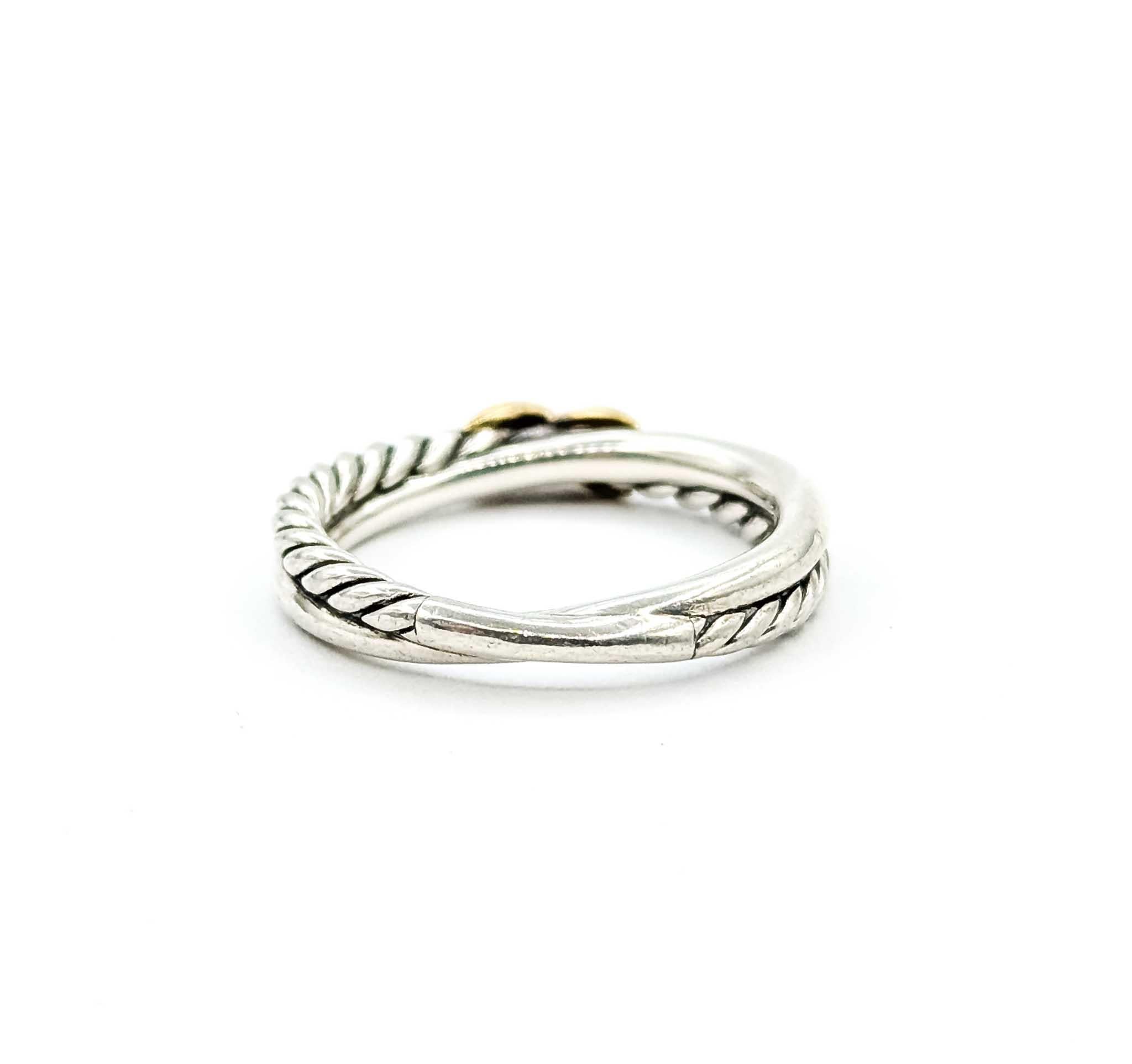 David Yurman Anello incrociato con cavo in argento sterling e oro giallo 18 carati in vendita 3