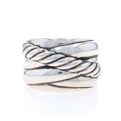 David Yurman Cable Crossover Ring - Sterling Silver 925 Statement Band