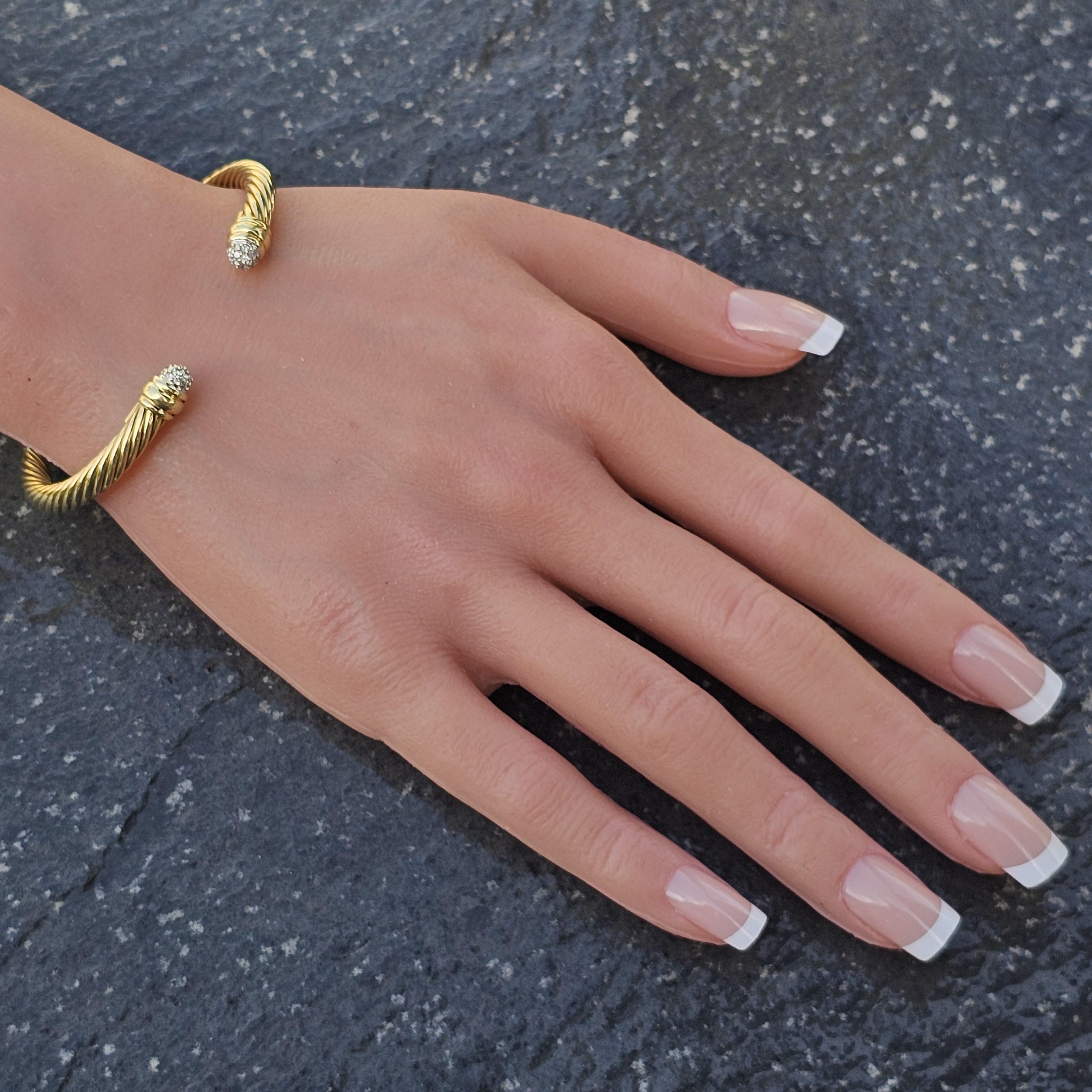 David Yurman Pulsera puño cable Oro amarillo 18k pavé diamantes 5 mm 6,75