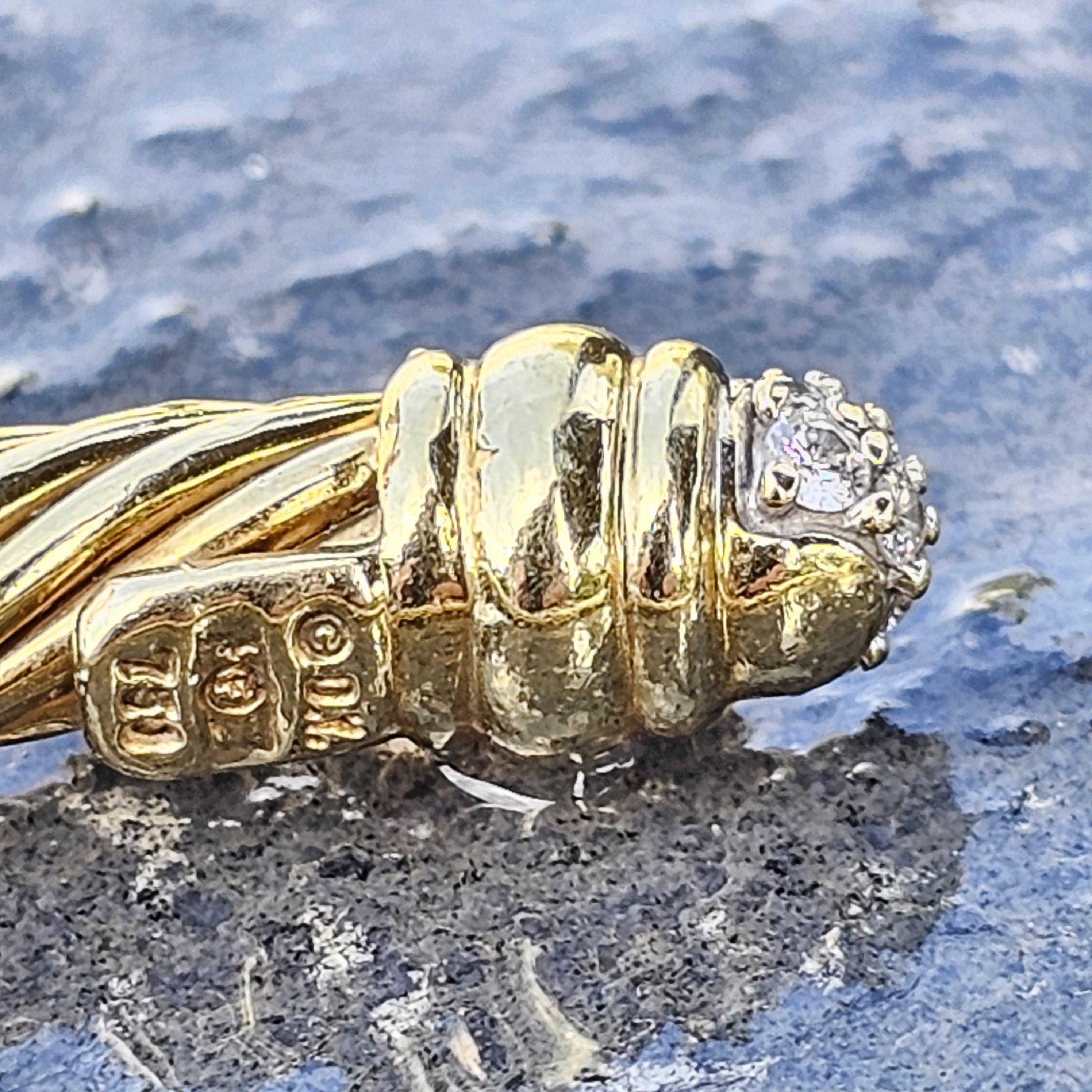 David Yurman Pulsera puño cable Oro amarillo 18k pavé diamantes 5 mm 6,75