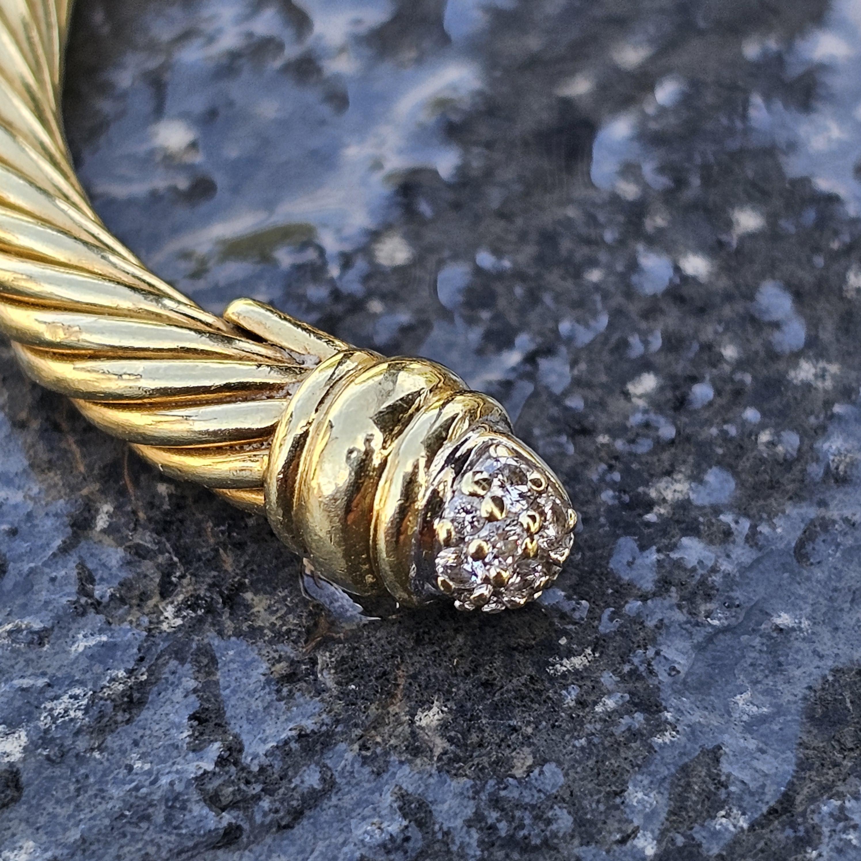 David Yurman Pulsera puño cable Oro amarillo 18k pavé diamantes 5 mm 6,75