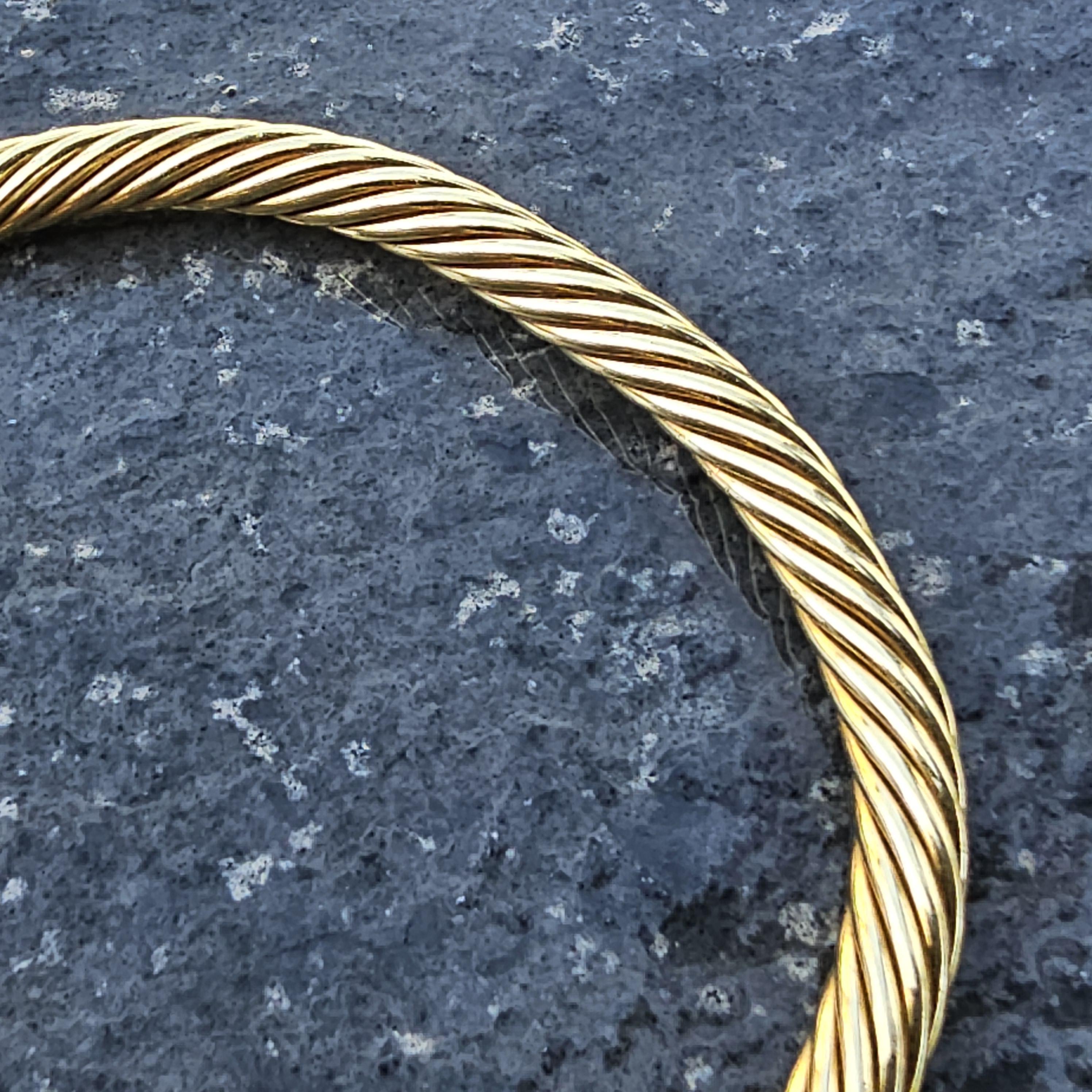 David Yurman Pulsera puño cable Oro amarillo 18k pavé diamantes 5 mm 6,75