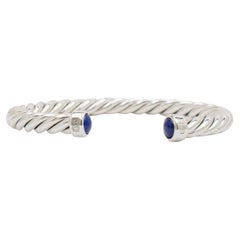 David Yurman Cable Cuff Bracelet in Sterling Silver With Lapis Lazuli