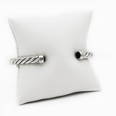 David Yurman Cable Cuff Bracelet Sterling Silver with Black Onyx, 6mm