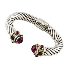 Retro David Yurman Cable Cuff Bracelet with Gemstones