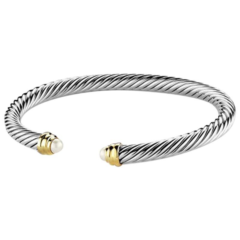 David Yurman Cable Cuff Pearl Bracelet