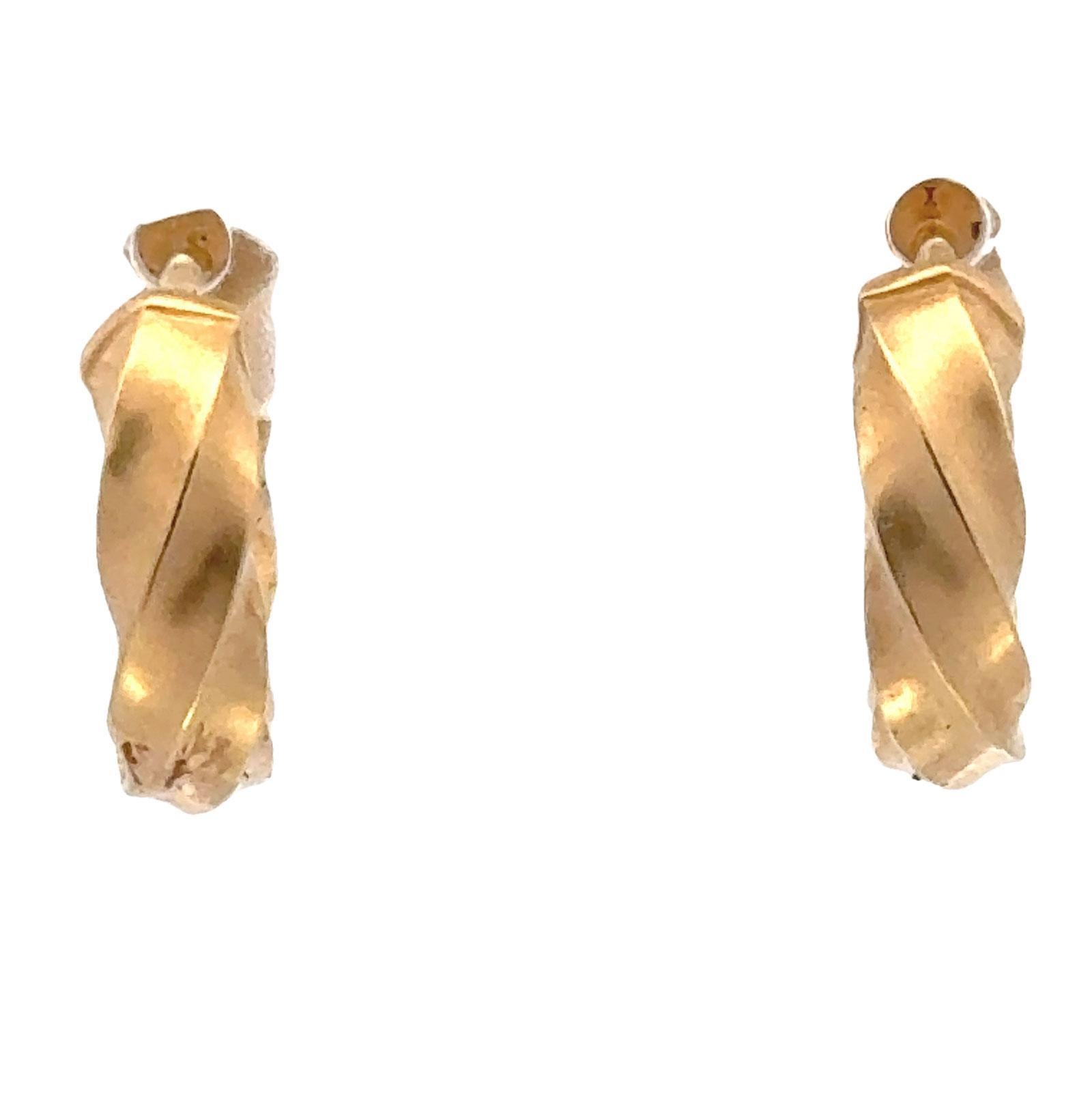 Women's David Yurman Cable Edge Diamond 18 Karat Yellow Gold Huggie Hoop Earrings