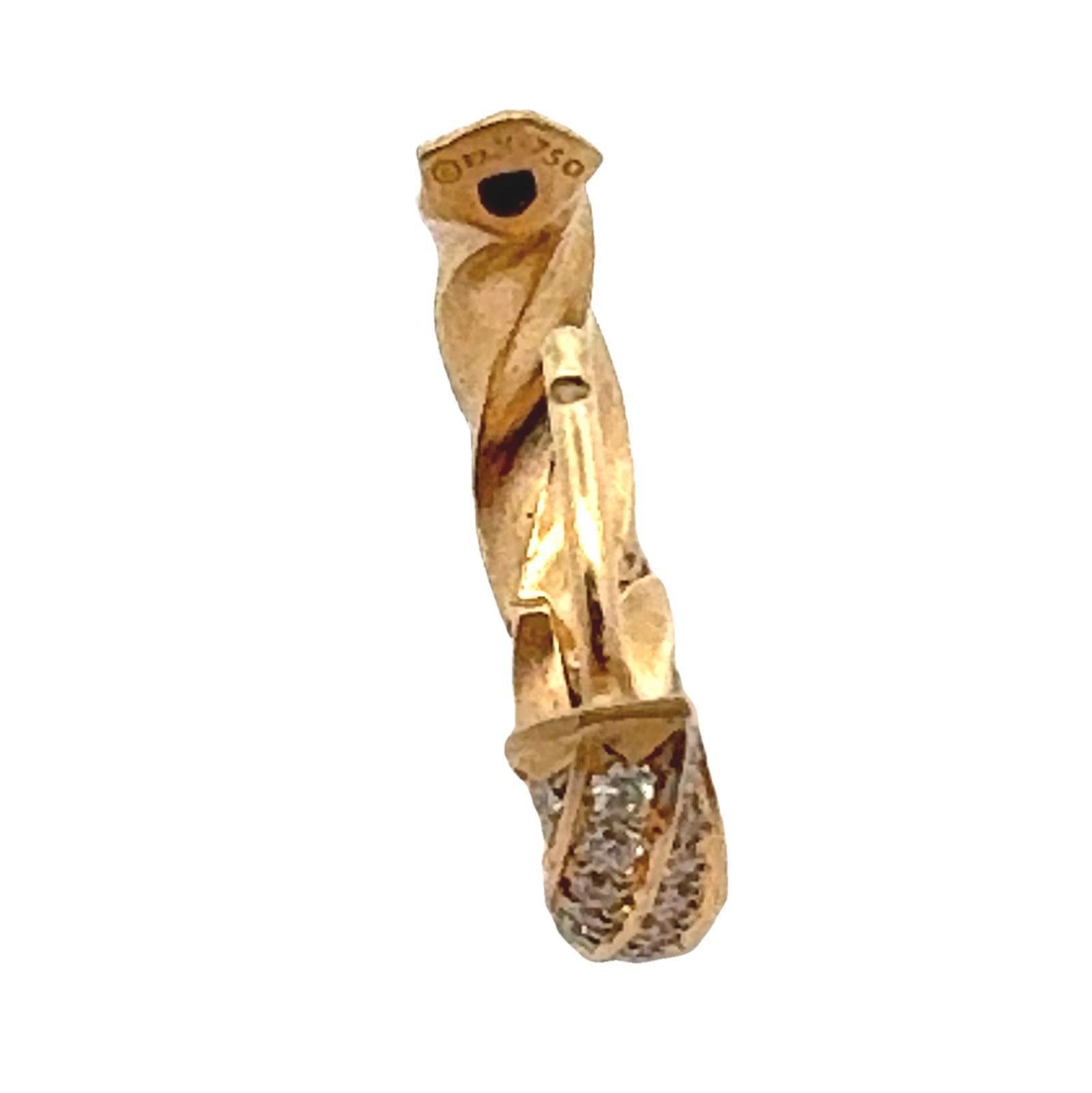 David Yurman Cable Edge Diamond 18 Karat Yellow Gold Huggie Hoop Earrings 1