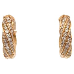 David Yurman, créoles Huggie en or jaune 18 carats et diamants à bord câble