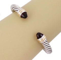 David Yurman Cable Garnet Sterling Silver & 14k Gold 7mm Bangle Bracelet