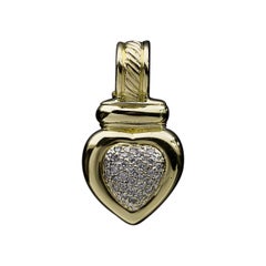David Yurman Cable Heart Yellow Gold 0.28 Carat Round Diamond Pendant