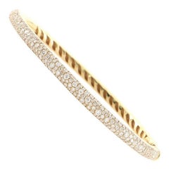 David Yurman Cable Hinged Bangle Bracelet 18K Yellow Gold with Pave Diamonds