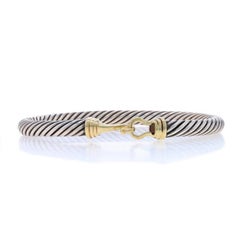 David Yurman Cable Hook Bangle Bracelet 6 1/4" - Sterling 925 & Yellow Gold 14k