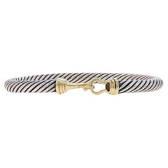 David Yurman Cable Hook Bangle Bracelet 6 1/4" - Sterling 925 
Yellow Gold 14k