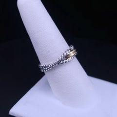 David Yurman Cable Loop Band Ring Sterling Silver with 18K Yellow Gold