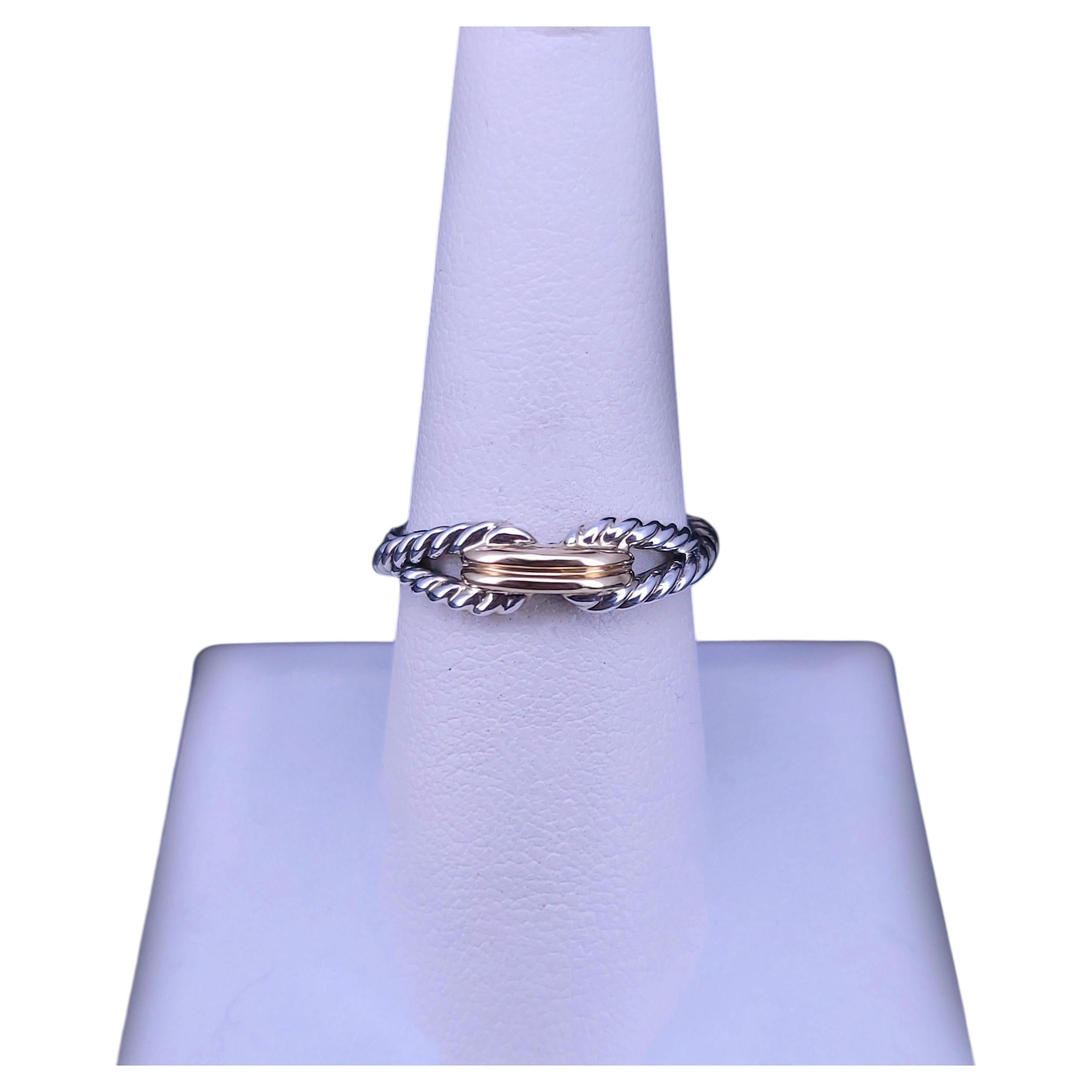 David Yurman Cable Loop Band Ring Sterling Silver with 18K Yellow Goldes (bague en argent et or jaune 18 carats)