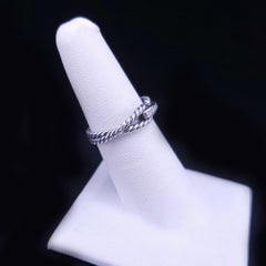 David Yurman Cable Loop Band Ring Sterling Silver with Diamond Size 6.75