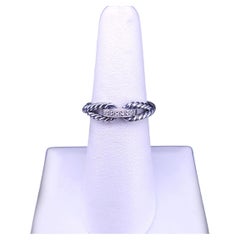 David Yurman Cable Loop Band Ring Sterling Silver with Diamond Size 6.75