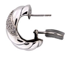 David Yurman Cable Mixed Metals 1.50 Carat Round Diamond Hoop Earrings