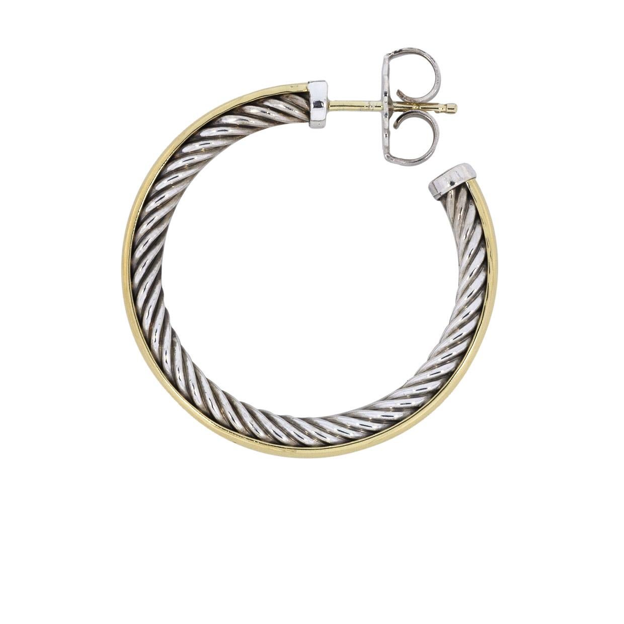 Item Details

Estimated Retail $650.00
Brand David Yurman
Collection CABLE
Metal Mixed Metals
Finish Polished
Style Hoop
Fastening Butterfly/Tension
Diameter $32.00 mm
Metal Purity 18k

The history of David Yurman begins in the 1960s in New York