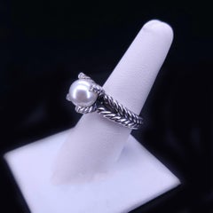 David Yurman Cable Pearl Ring with Diamonds, 2 Size Available