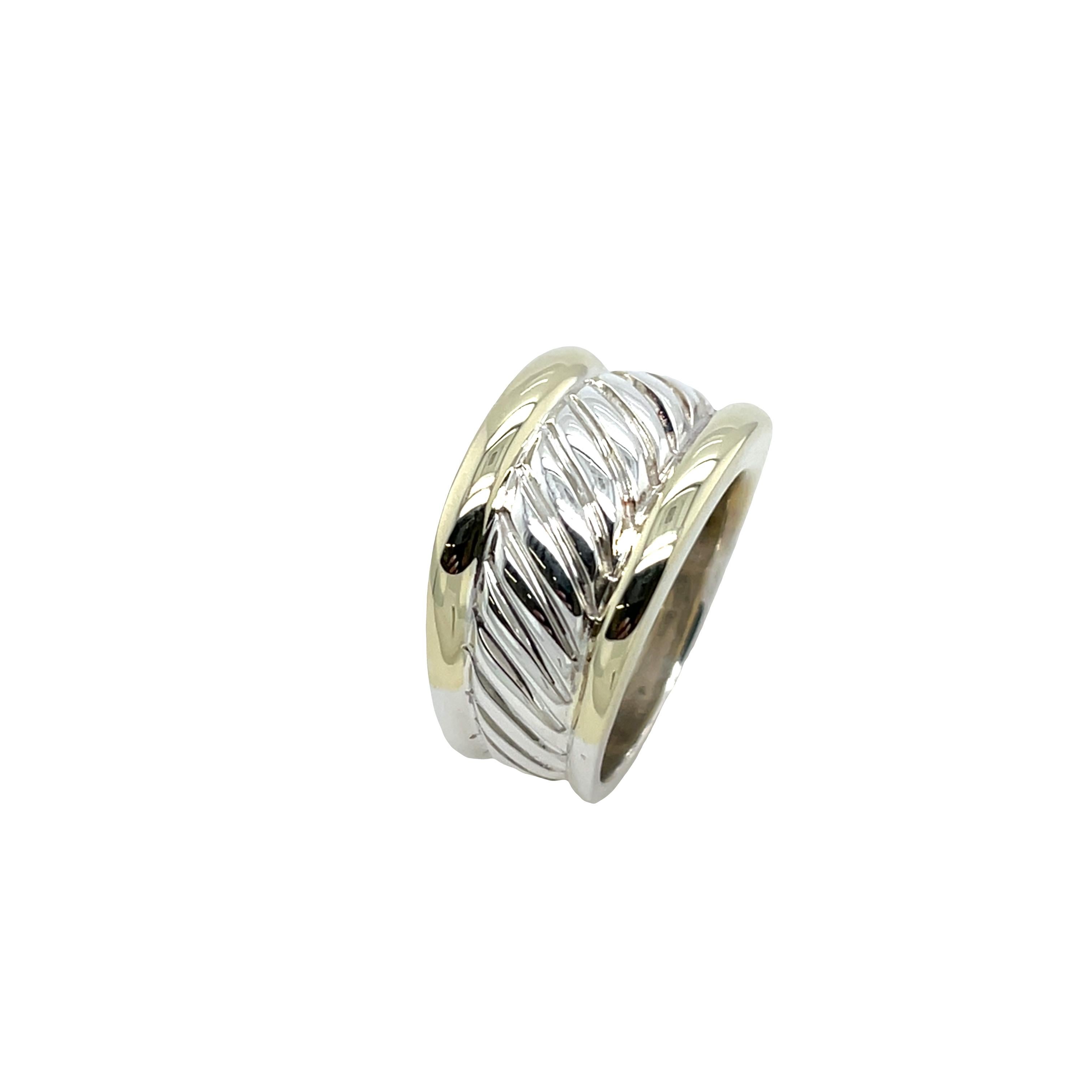 David Yurman Cable Ring 18ct Yellow Gold & Silver Excellent état - En vente à London, GB