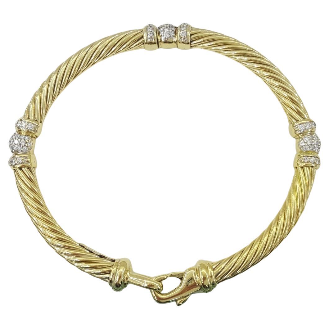 David Yurman Cable Round Diamond Station Bracelet 18K Yellow Gold