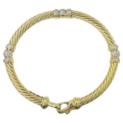 David Yurman Cable Round Diamond Station Bracelet 18K Yellow Gold