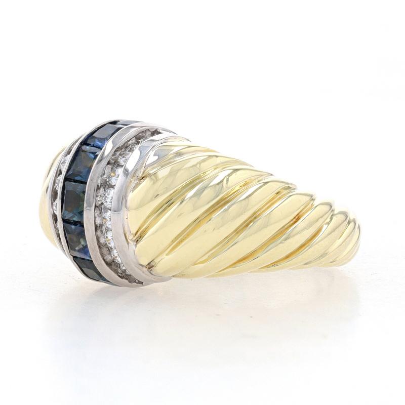 Taille carrée David Yurman, bague câble saphir et diamants, or jaune 18 carats 1,70 carat poids total 5 3/4 en vente