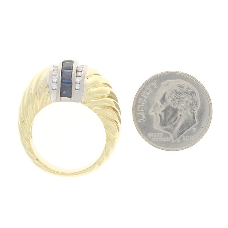 David Yurman, bague câble saphir et diamants, or jaune 18 carats 1,70 carat poids total 5 3/4 Pour femmes en vente